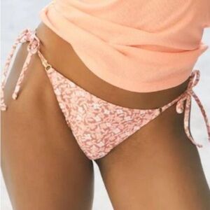 Aerie Womens Peach Floral Cheeky Bikini Swim Bottoms